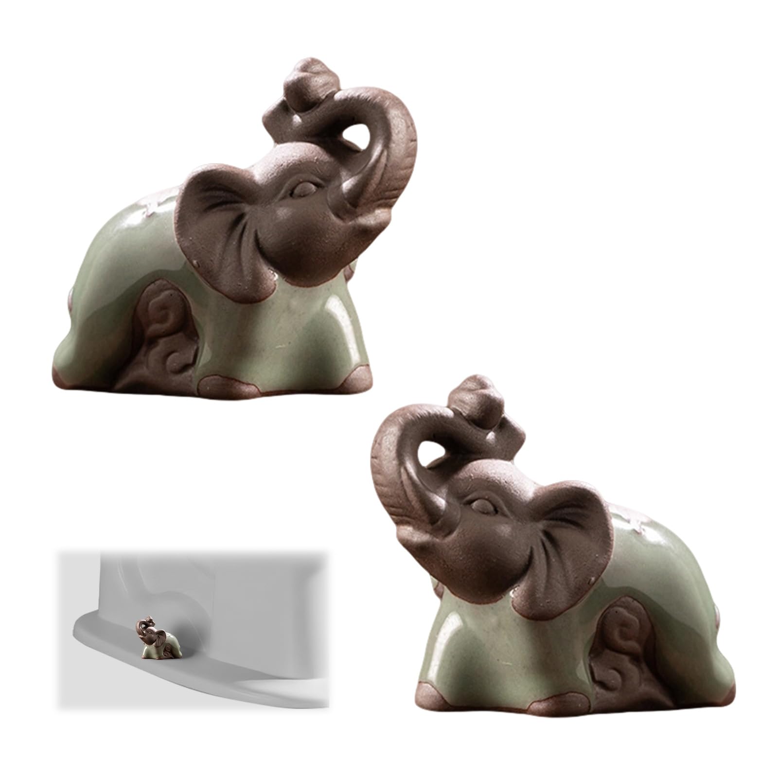 Tapas para pernos de inodoro con forma de elefante decorativas y de cerámica para baño x2