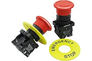 mxuteuk 2pcs 22mm Red Emergency Stop Push Button Switch