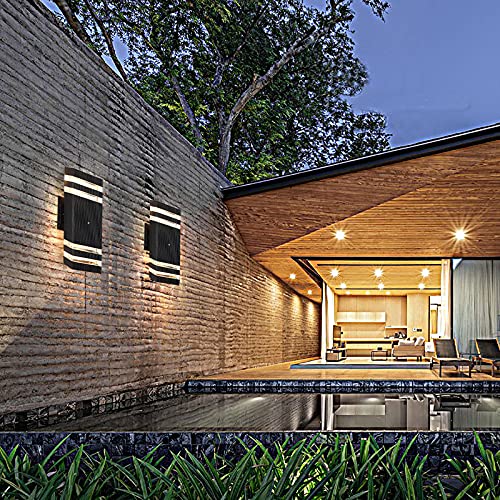 Boxcupin Dusk To Dawn Outdoor Lighting, Led Wall Sconce Sensor Waterproof Porch Lights 14W Black Exterior Up And Down Light Fixture For Porch Hallway Patio Garden Corridor #TOP5