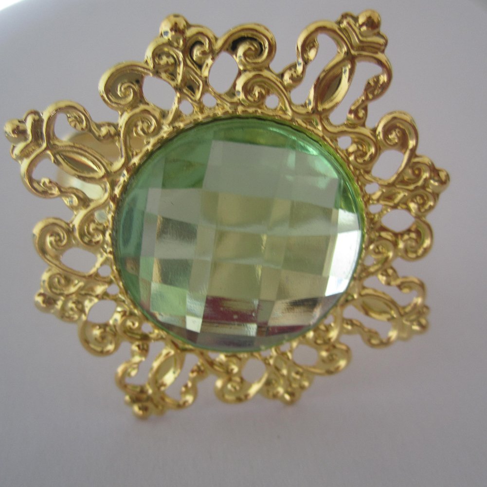 ZiDeTang Rhinestone Metal Napkin Ring Color Light Green Pack of 12