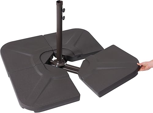 UDPATIO Base de sombrilla de patio, soporte de base de sombrilla desplazada, HDPE de 230 libras, 4 piezas, base de sombrilla voladiza de alta