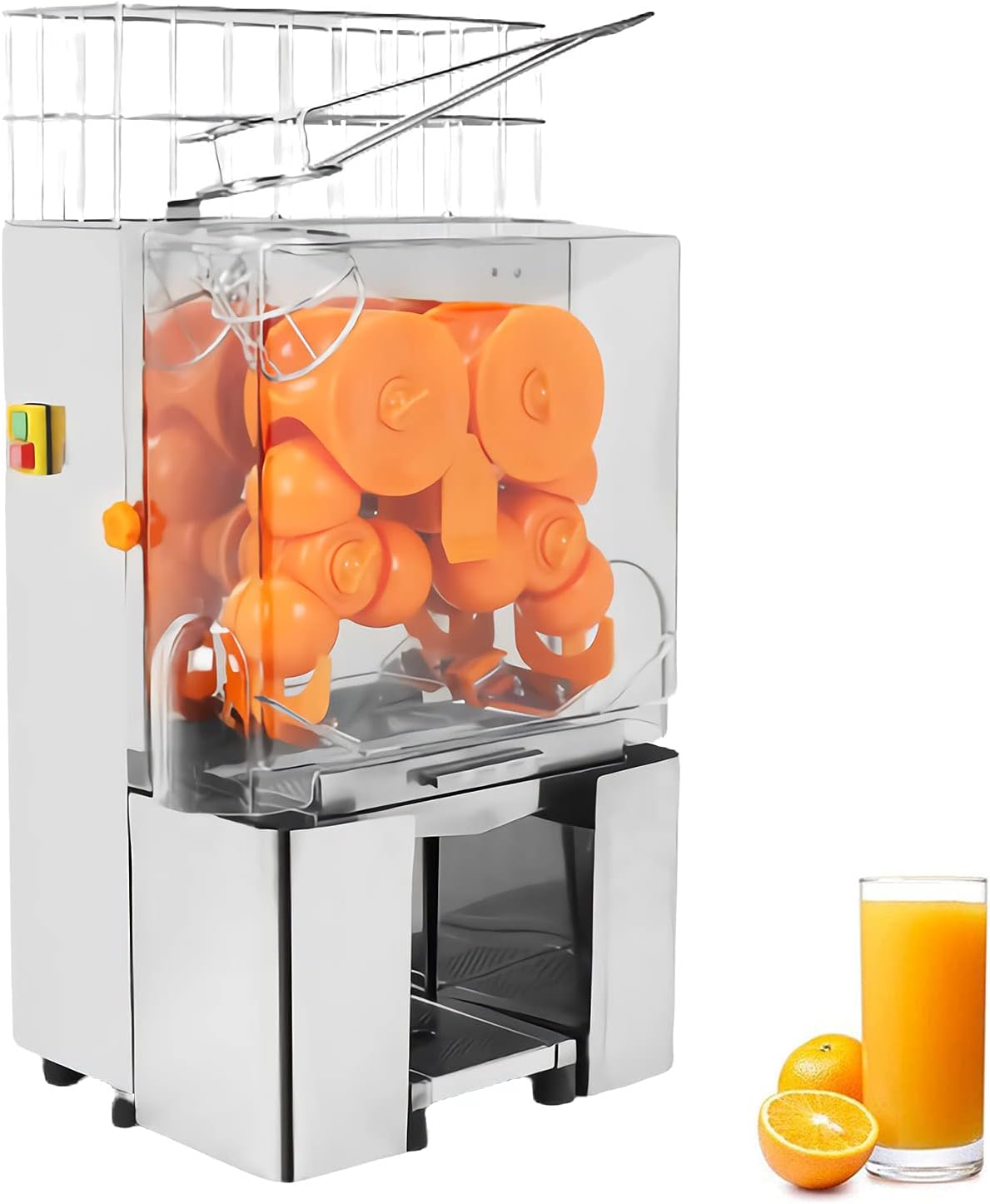 Commercial Orange Juicer Machine Automatic Feeding 120W 20-30 Oranges Per Minute Electric Citrus Juice Squeezer with Pull-Out Filter Box