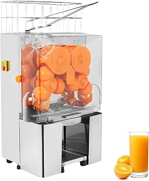 Commercial Orange Juicer Machine Automatic Feeding 120W 20-30 Oranges Per Minute Electric Citrus Juice Squeezer with Pull-Out Filter Box