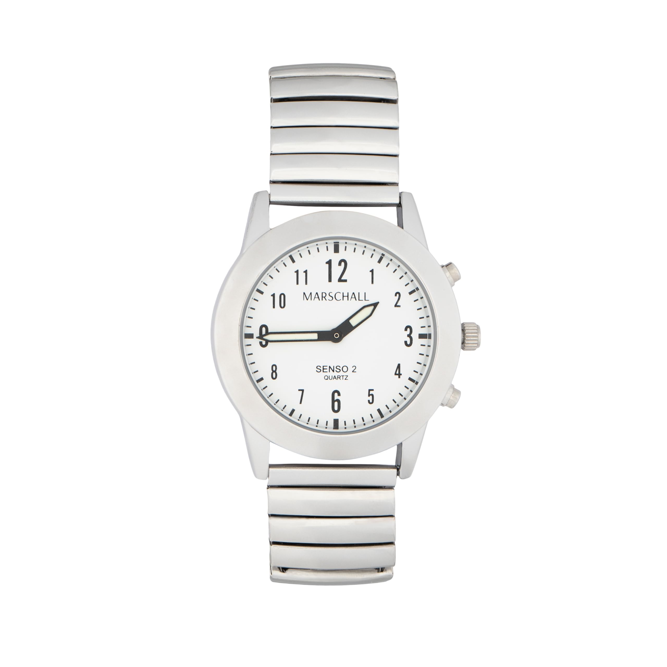 Marschall Senso Deutsch sprechende Damen Armbanduhr I S-DM 2 I Mit Touch Funktion I Für Blinde, Senioren und Demenzkranke I Datum- und Zeitansage I Verstellbares Metallzugband