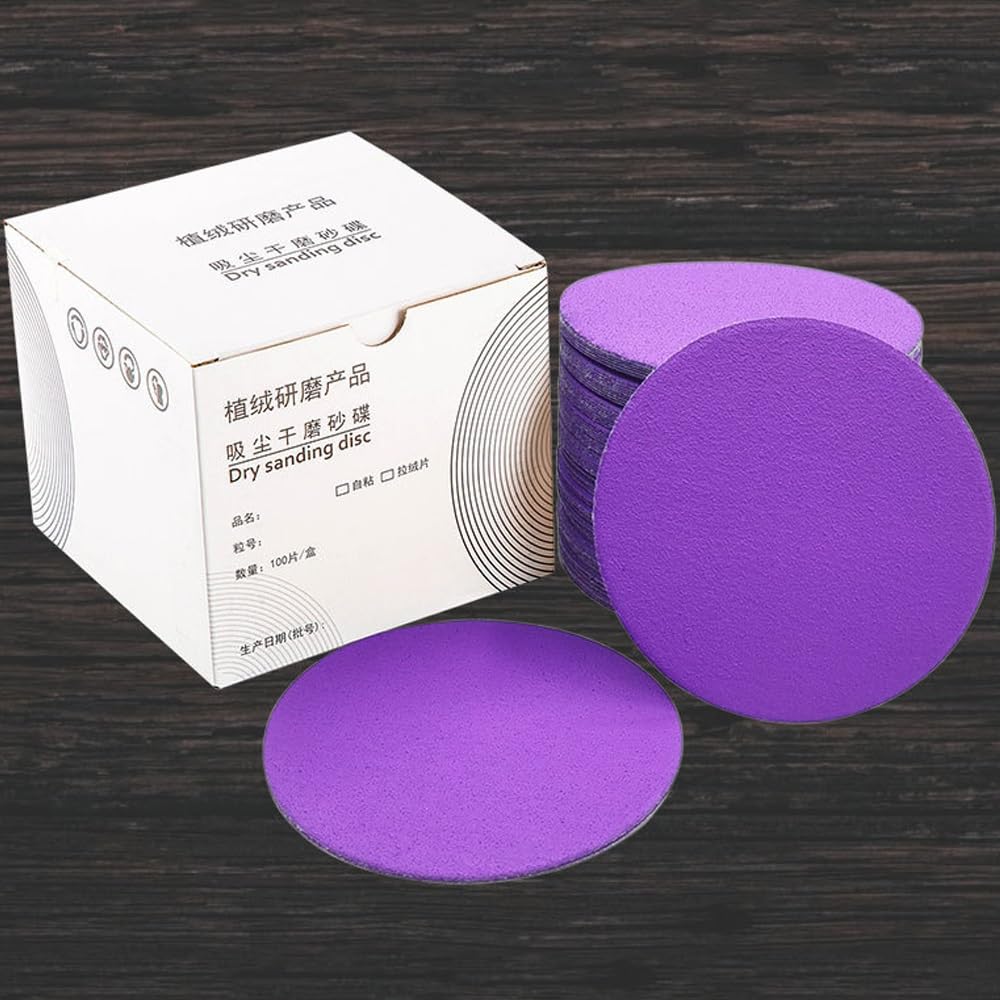 Blocchi abrasivi 100 Pezzi 5 Pollici 125 mm Dischi Rotondi Grana 80-600 Disco Carta vetrata bagnata e asciutta floccaggio Carta vetrata carburo di silicio (Dimensioni: 400grit)