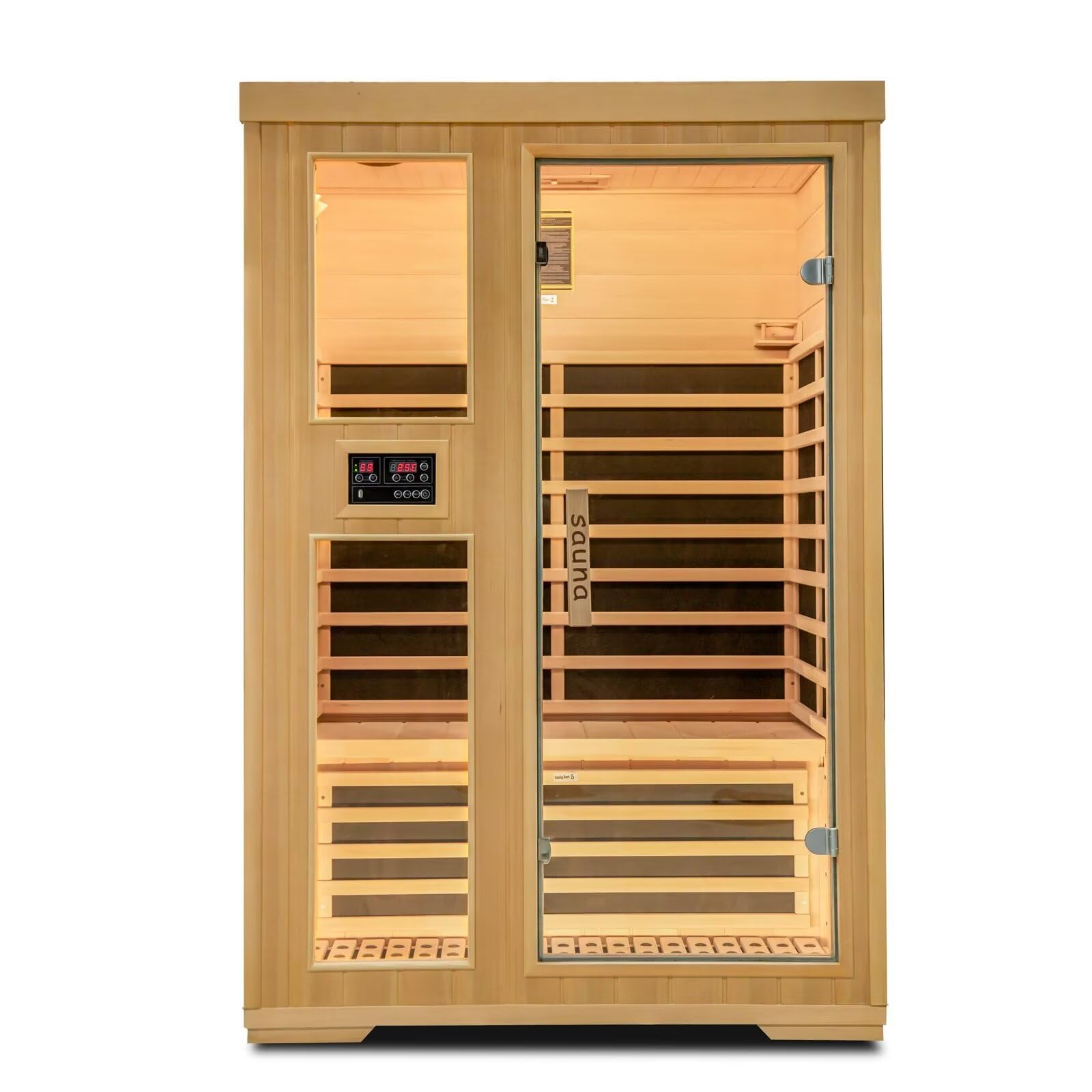 2 Person Far Infrared Home Indoor Sauna, Hemlock Wooden Dry Sauna Set,1750W Personal Sauna Room Home Workout Use Truck Delivery