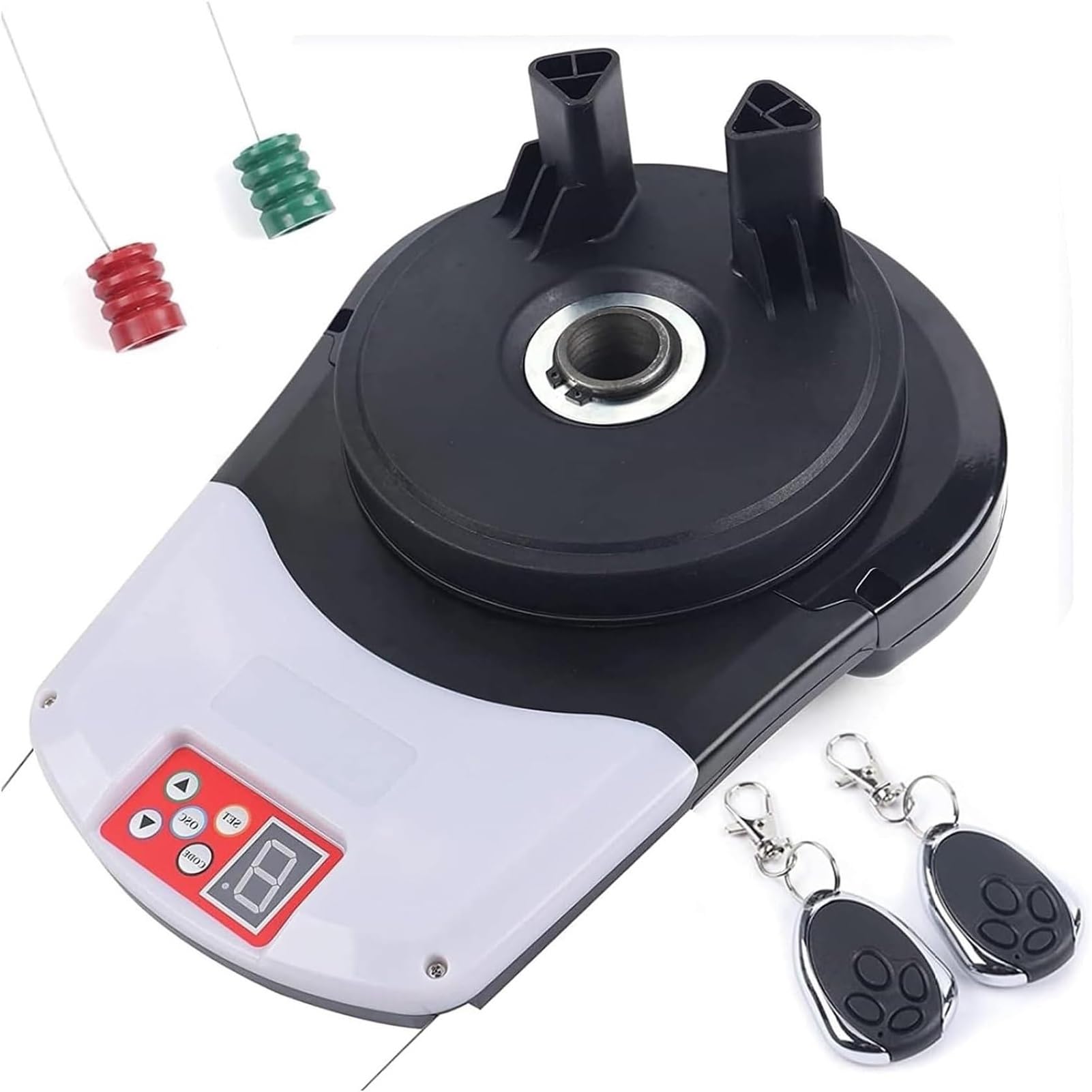 Abridor de puerta de garaje eléctrico enrollable, motor de control remoto para un funcionamiento cómodo, ideal para garajes, almacenes y graneros con dos controladores incluidos