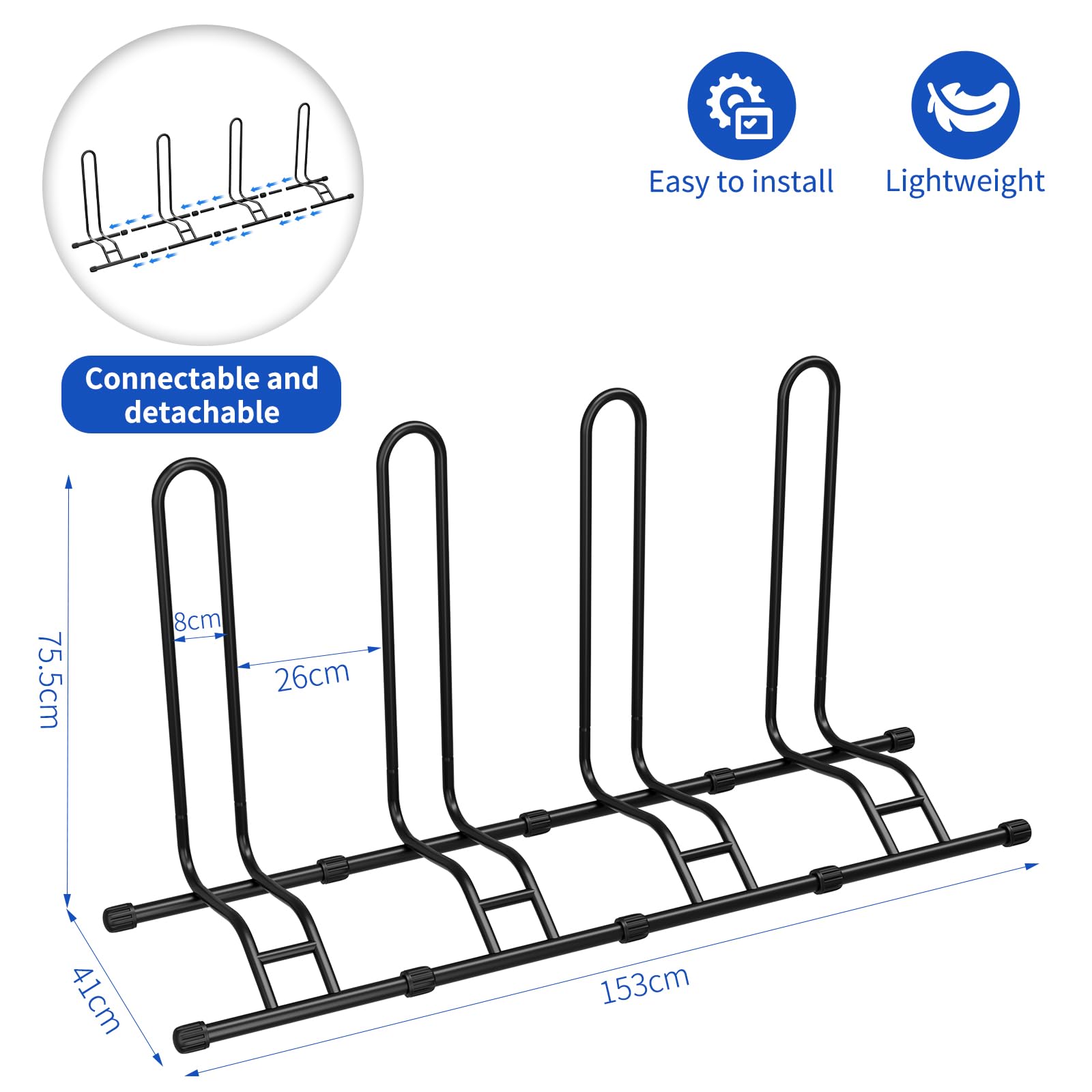 TLGREEN 4 supporti per bicicletta, rimovibili, per bicicletta, larghezza pneumatici fino a 80 mm, 20 – 28 pollici, supporto per bicicletta posteriore, per mountain bike, bici da corsa, MTB, stabile