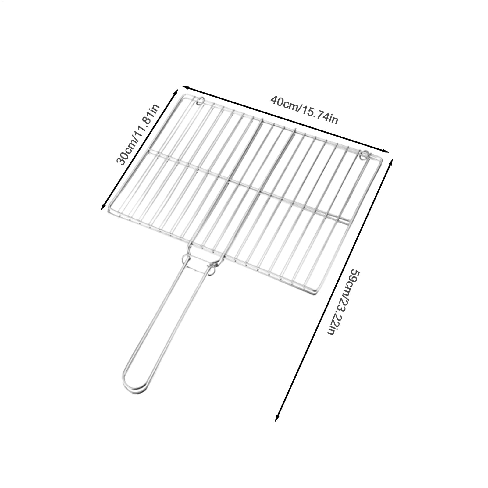 Cesta para barbacoa, cesta para barbacoa, cesta para barbacoa de pescado | rejilla de acero inoxidable, jaulas rectangulares, ligeras y portátiles, con mango largo para peces de pollo