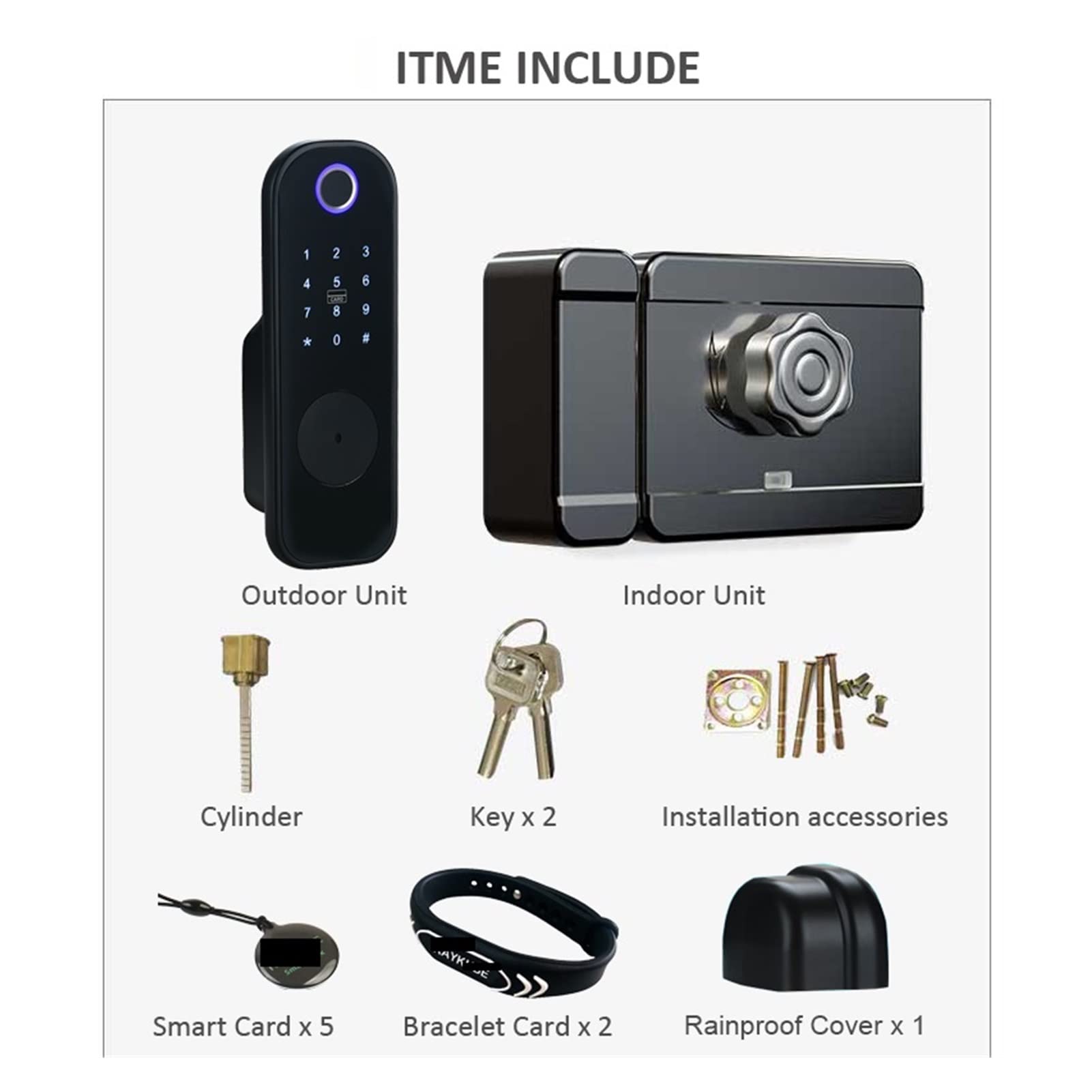 Inteligentny zamek do drzwi, Blokada drzwi odcisków palców elektroniczny inteligentny telefon homePassword App Odblokuj wsparcie SmartLife/Lock Hotel Metal Gate(TTlock Silver)