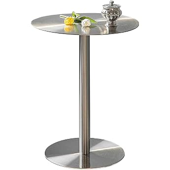 Round Breakfast Dining Table Coffee Side Table Made of Stainless Steel Leisure Sofa Side Table Cocktail Table for Bistro Cafe Tables Size 50 x 50 x 75 cm