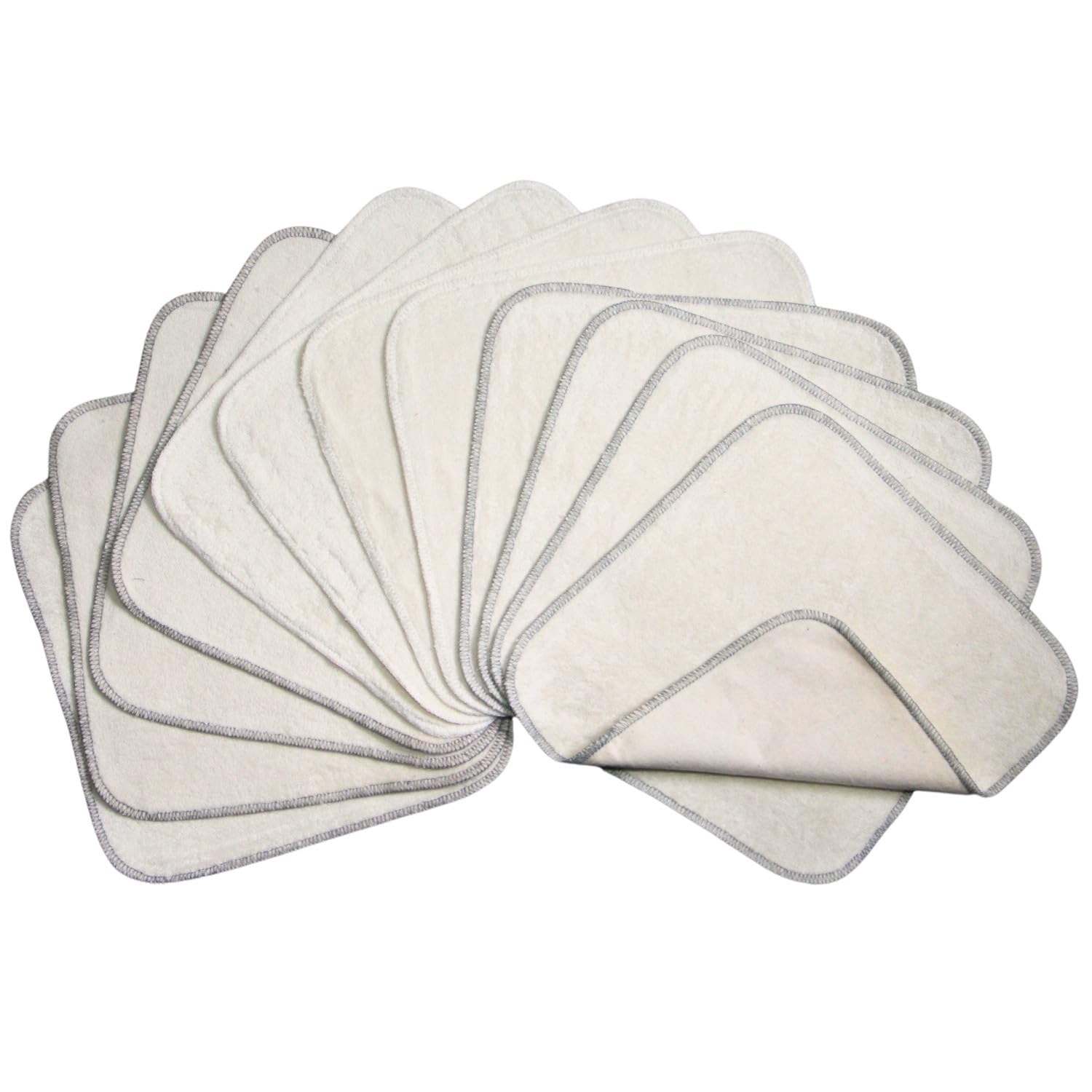 avo + cado Zweilagige Flanellwaschlappen mit Frottee - 12 Stück - Mehrweg Baby Waschlappen als Ersatz für Feuchttücher - Kleine waschbare mini Baumwolltücher (Farbe: Grau)