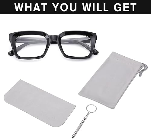 Miniatura 6 de Pro Acme Gafas cuadradas vintage clásicas con marco grueso para mujeres y hombres, gafas transparentes sin receta