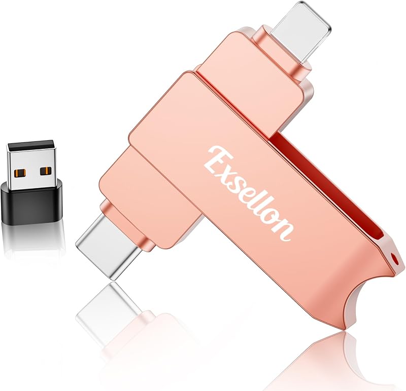 Exsellon Cle USB Phone Stockage 32 Go, sans Application – Stockez Photos et vidéos, Cle USB pour Phone/Pad/Android/PC