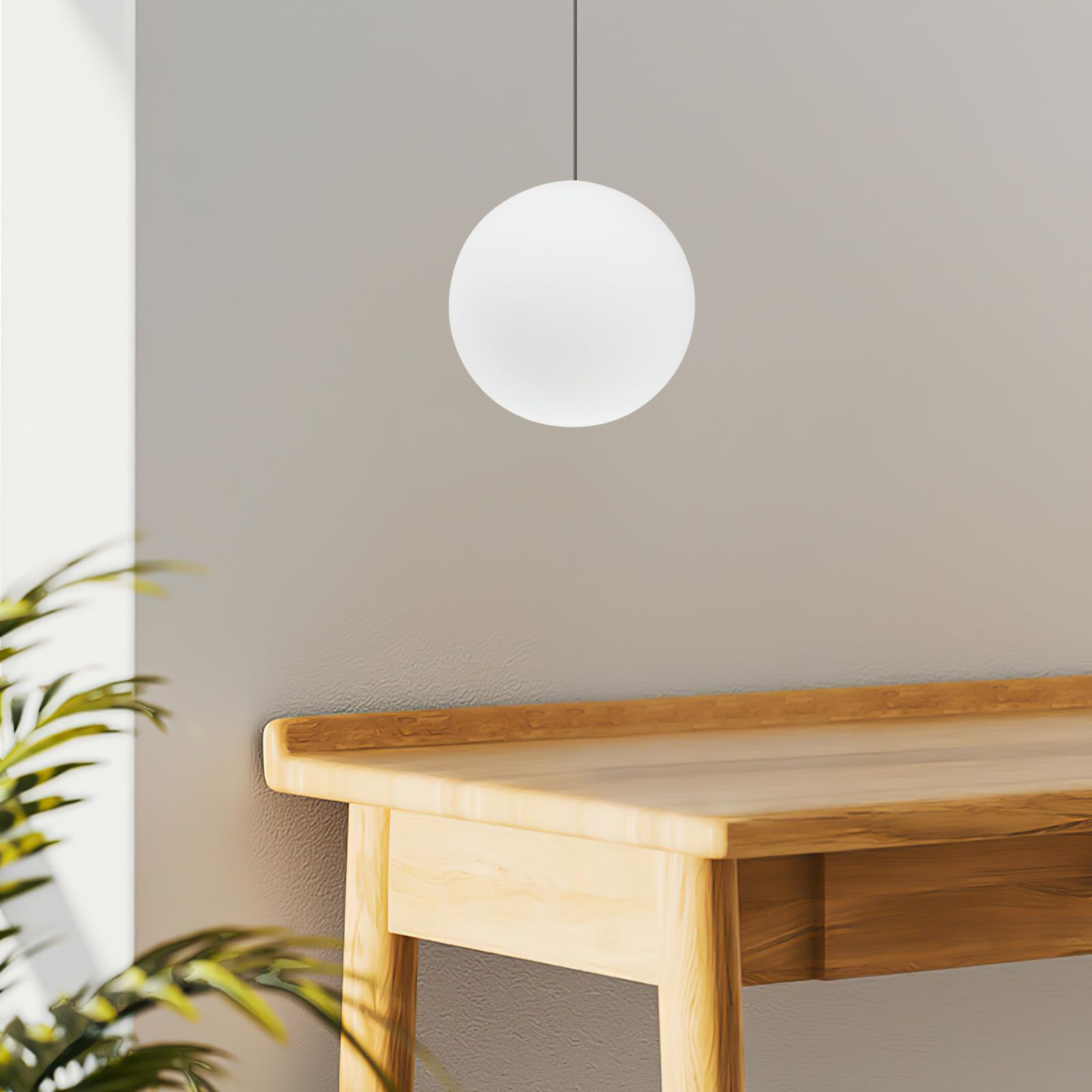 NUOBESTY Abat-jour Suspendu Blanc en Verre Dépoli Sphérique, Résistant à L'usure, pour Plafonnier et Installation Suspendue Salon Moderne