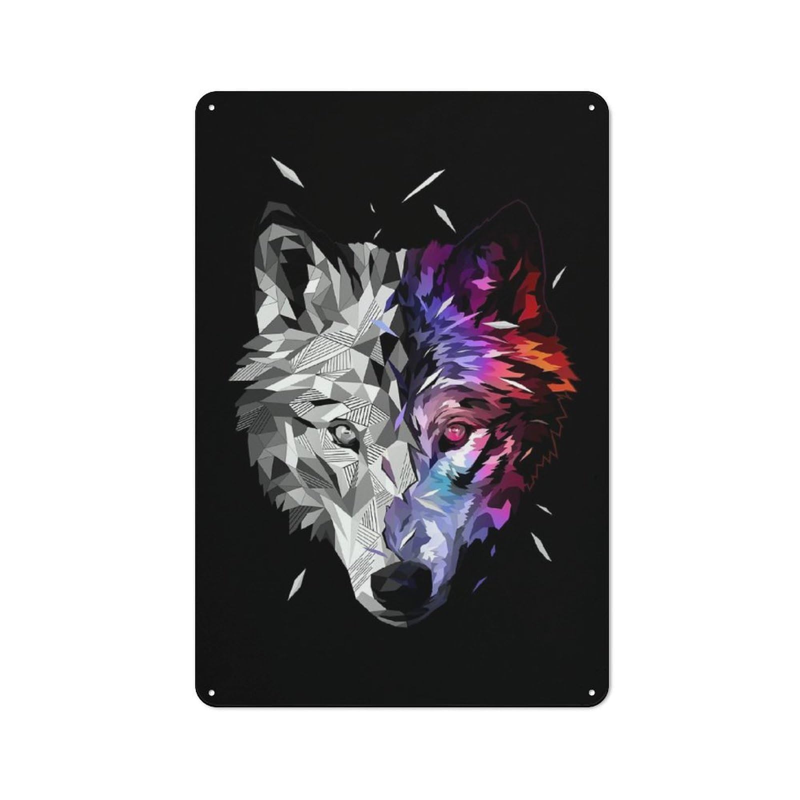 Junmoney Cosmic Wolf Vintage Tin Sign 30X20cm For Garden Room Or Summerhouse, For A Newly Organised Room And Metal Sign Display