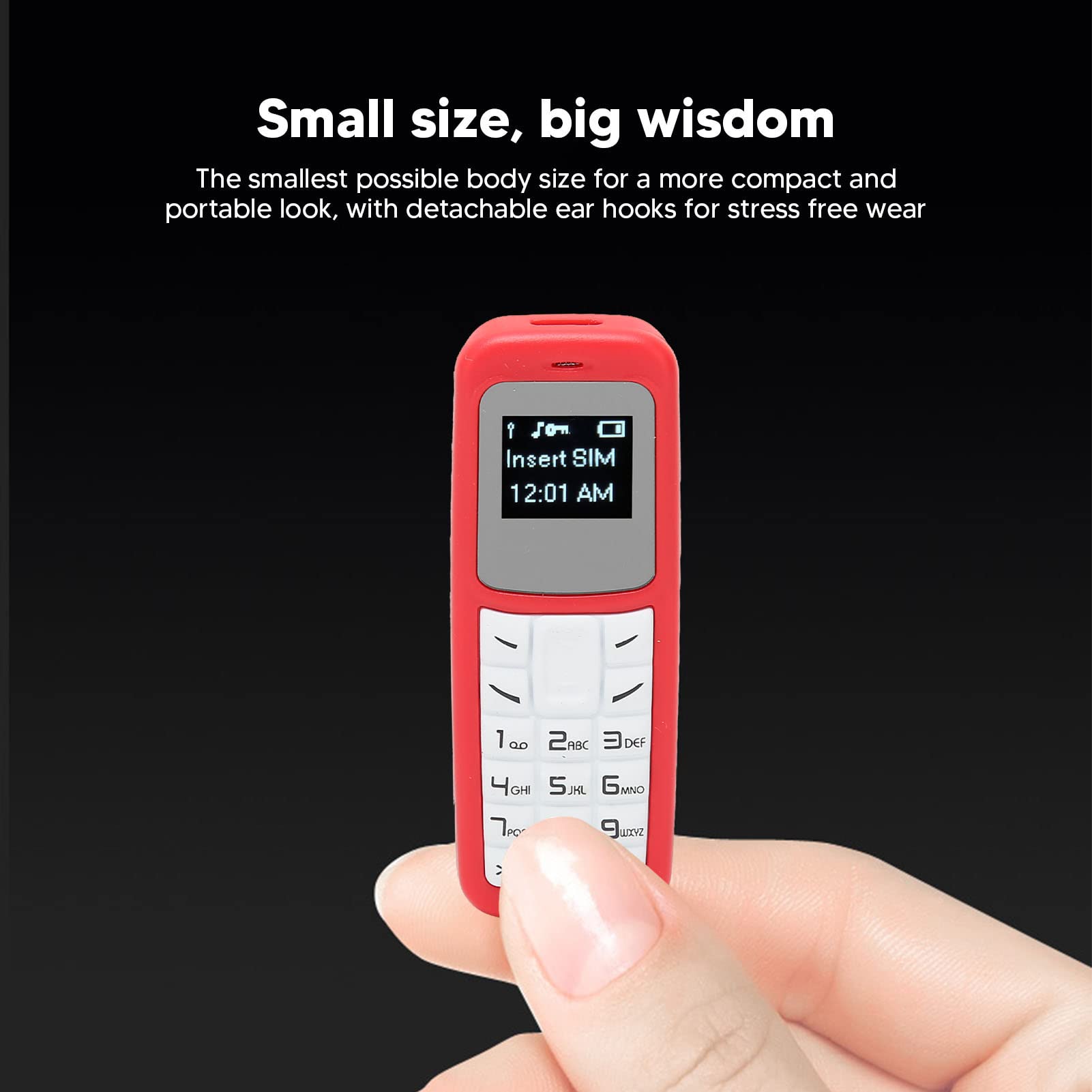 Mini Mobiele Telefoon, Kleine Mobiele Telefoon Bluetooth-headsetkiezer met Oorhaakondersteuning SIM Mp3, 2G Wereldwijd 0,66 Inch (Rood