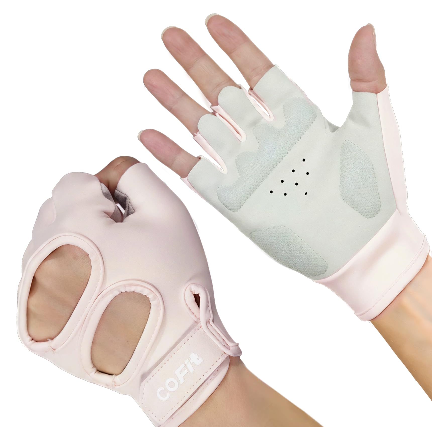 COFIT Trainingshandschuhe Herren und Damen, Atmungsaktive Handschuhe Fitness mit Rutschfestem Grip und Polsterung für Krafttraining & Gym - Rosa S