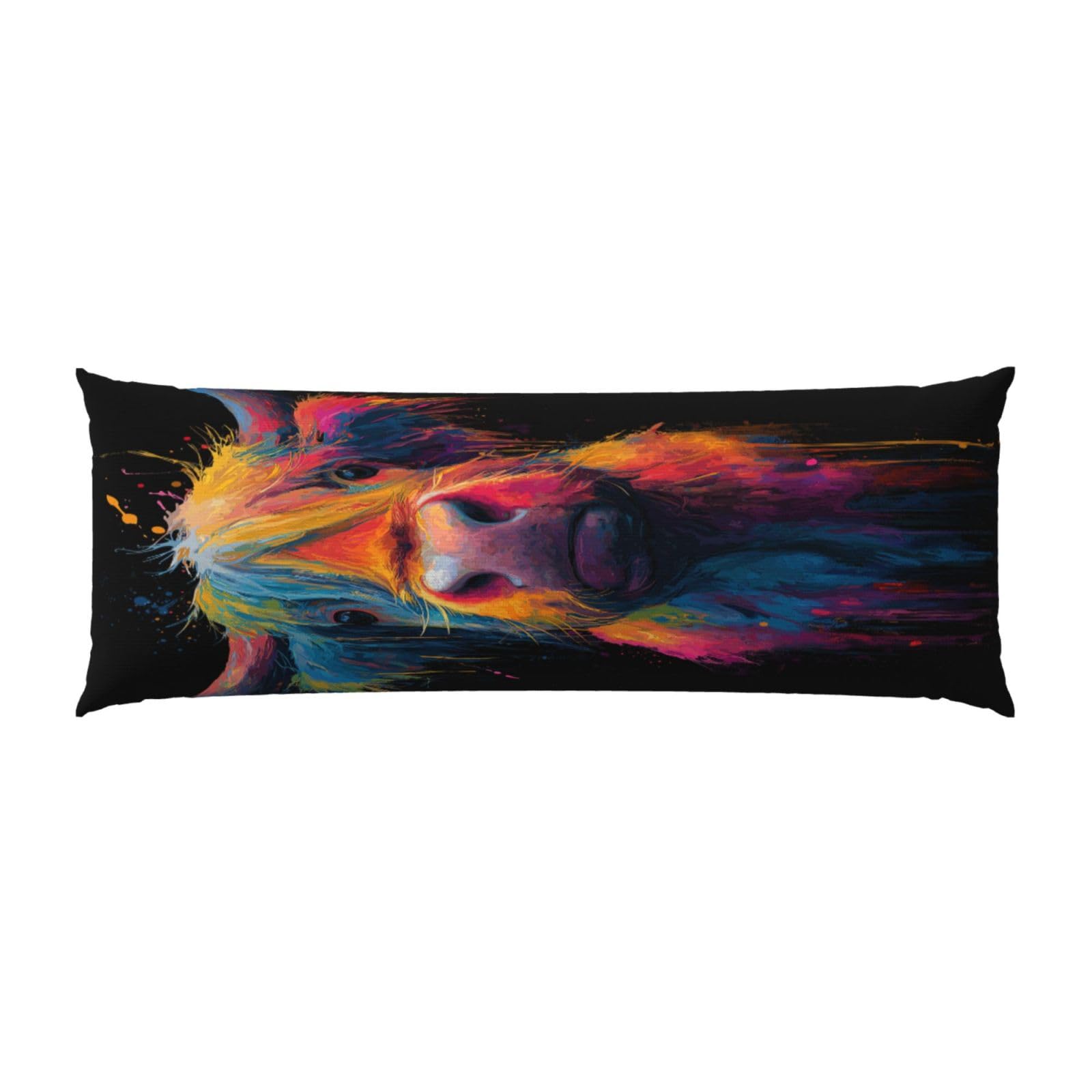 Cute Highland Cow Colorful Animals Graffiti Body Pillow Cover With Zipper Closure, Cozy Fuzzy Long Fleece Pillowcase Cover 20 X 54 Inches