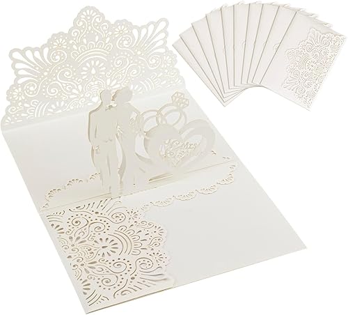 Tarjetas desplegables de boda, 10 piezas, multicolor, hojas interiores en blanco, perfectas para bodas, compromisos, duchas