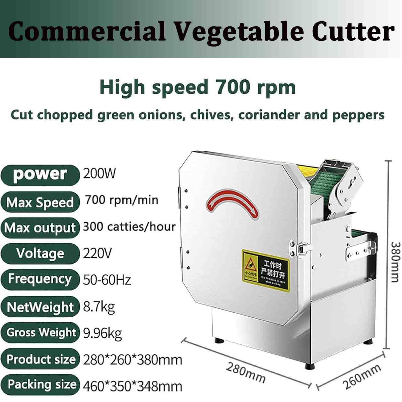 PixCy Kommerzieller Gemüsehobel Elektrisch 200W 1,3-35mm Verstellbar Edelstahl 700BPM 150kg/h Für Frühlingszwiebel Lauch Tomate Kartoffel Chips Chili