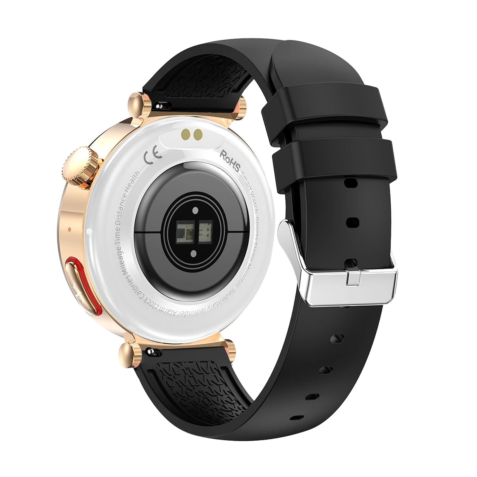 Knauermann Neo 2 - Reloj Inteligente Cuadrado Negro - ECG - Función HRV - Bluetooth BT - Apnea del sueño - Presión Arterial - Negro, Acero Inoxidable, Redondo, Dorado
