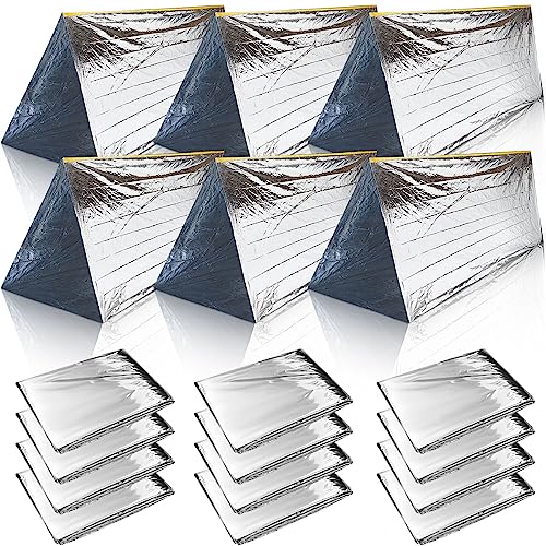 Woanger 4/10/20 Pcs Emergency Thermal Tent Survival Shelter Ten 8 ft x 3 ft Emergency Homeless 2 Person Tube Lightweight Camping Tents Shelters for Hiking Backpacking Camping Outdoor(Silver,10 Pcs)