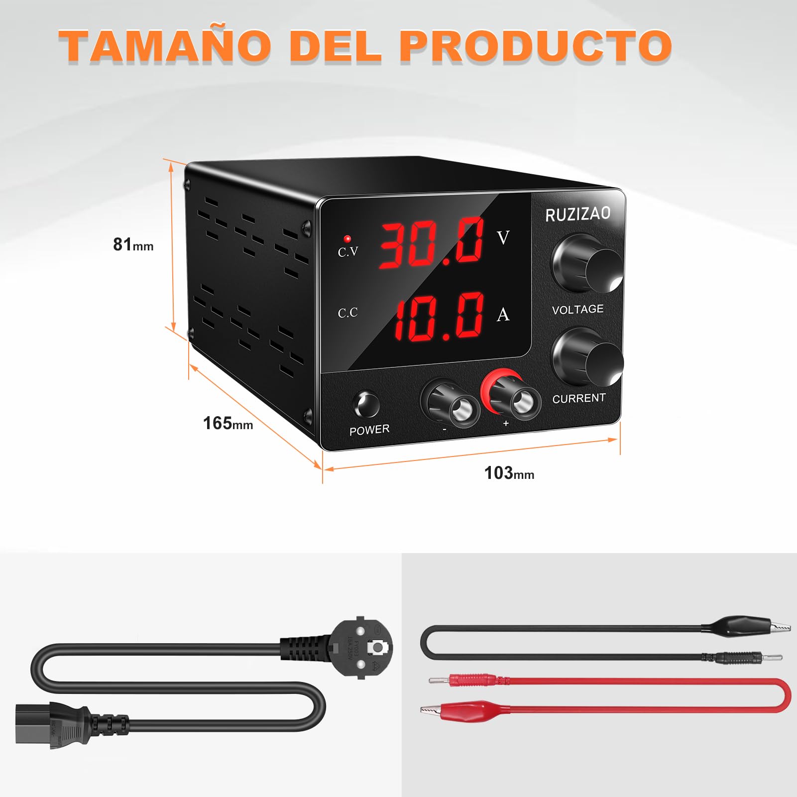 Fuente de Alimentación Regulables 0~30V 0~10A Potencia Constante 150W, Pantalla de 3 Dígitos de Alta Precisión Corriente y Voltaje Ajustables Fuente de Alimentación 15V10A 30V 5A
