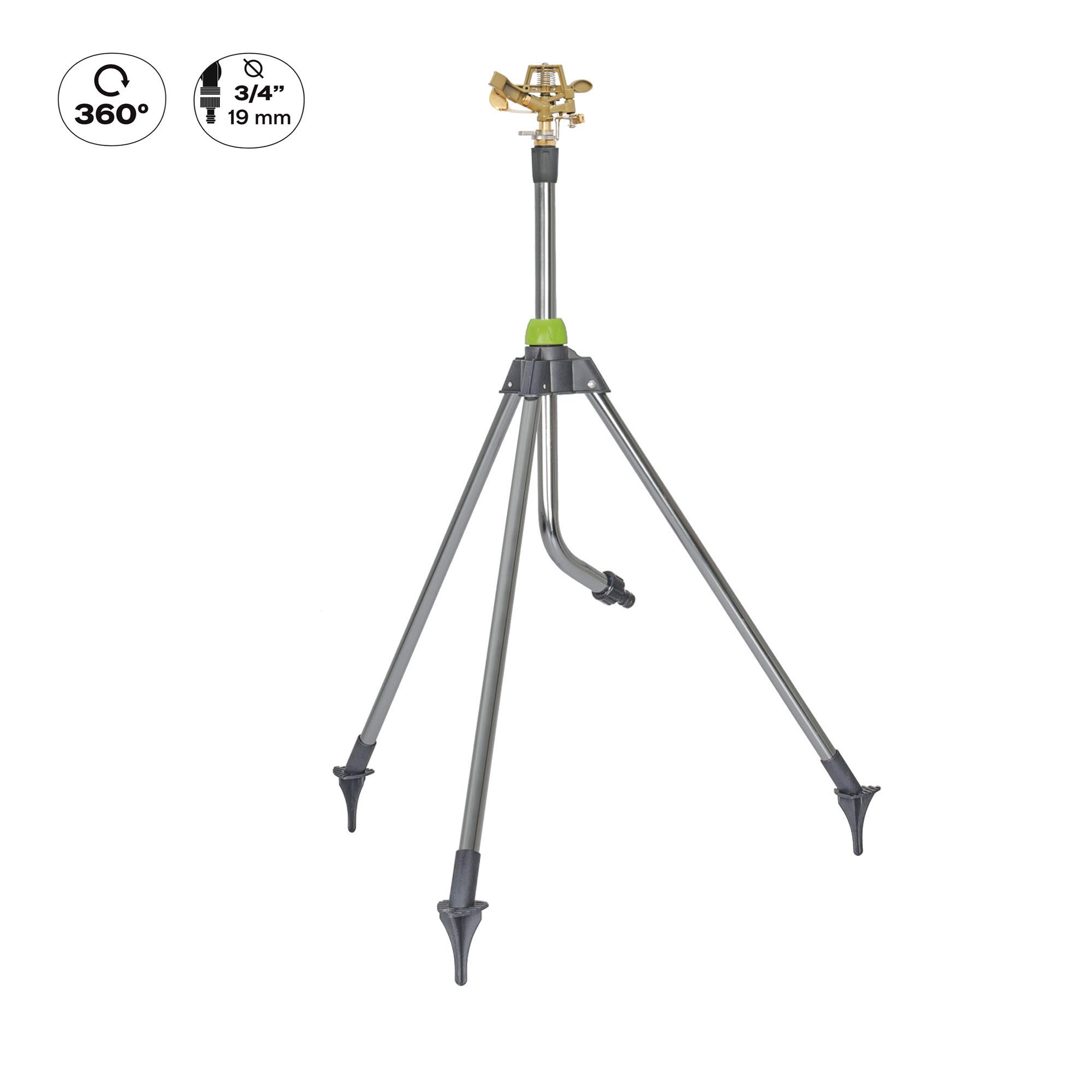 VITO - Arroseur de Jardin Rotatif sur trépied Alu Portée Max 14 m Raccord Rapide