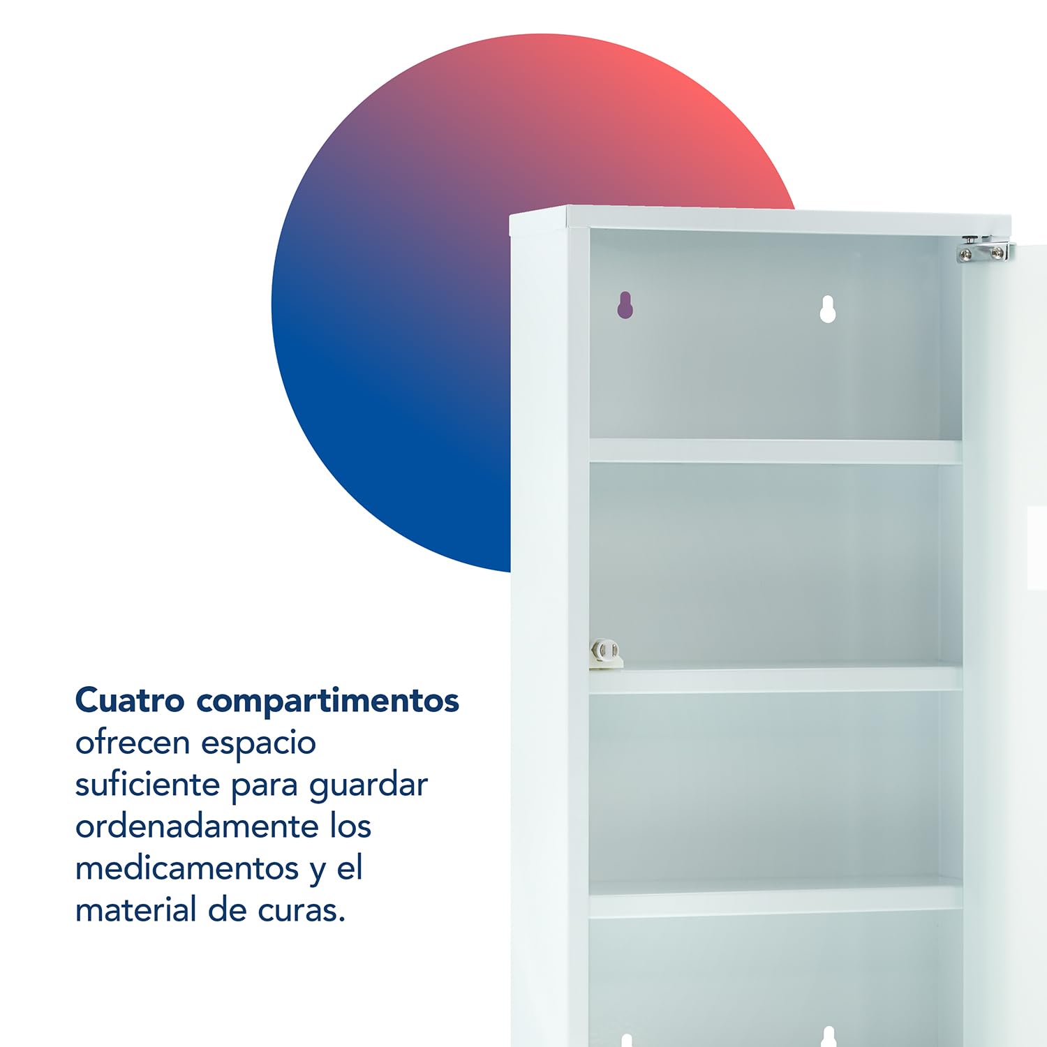 First Aid Only Botiquín Metálico Blanco con 4 Compartimentos y Puerta de Cristal | Armario de Primeros Auxilios con Cerradura | Armario de Pared 60 x 30 x 12 cm | P-10203 00