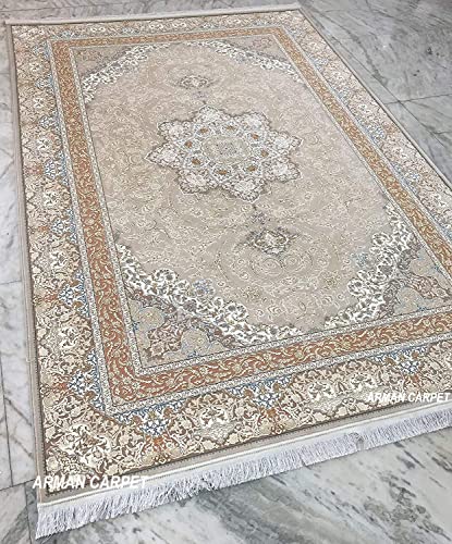 Image of High Density Export Quality Classical Pure Silk Carpet for Your Hall & Living Room 4 X 6 Feet (90x150 cm) Ivory Multi