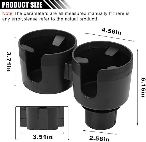 Miniatura 2 de Extensor de portavasos doble para automóvil, adaptador de portavasos 2 en 1 con base ajustable, organizador universal multifuncional para bebidas,