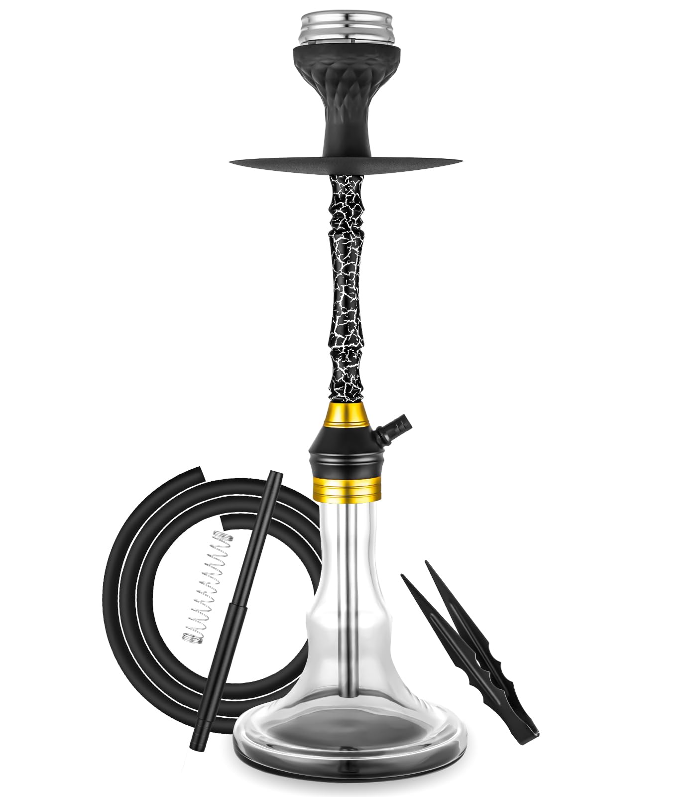 21 Hookah Set Aluminum Hookah Set With Everything - Modern Colored Glass Vase Hookah Charcoal Holder Include Hookah