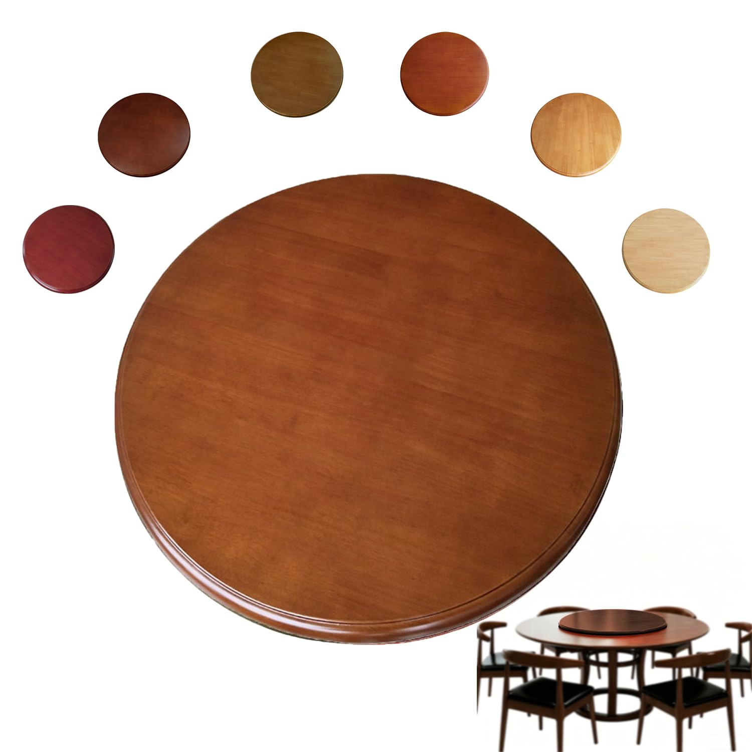 GGJYSYYK Lazy Susan Turntable Brown Rotating Tray Round Serving Plate Tabletop Rotating Easy-To-Install Tray Round Tabletop Serving Plate for Restaurants, Hotels And Party,D,70cm