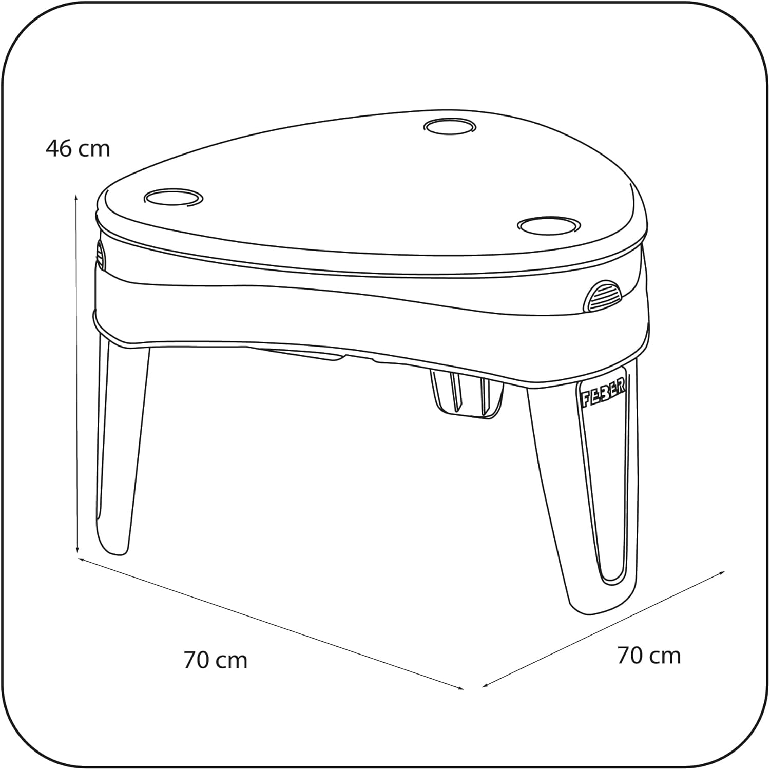 FEBER - Famosa (FEU14000) Casual Play Table - 3-in-1 Children's Play Table - Suitable for Outdoor Use With Three Compartments for Water, Sand and Drawings - Includes Play Accessories. Suitable for