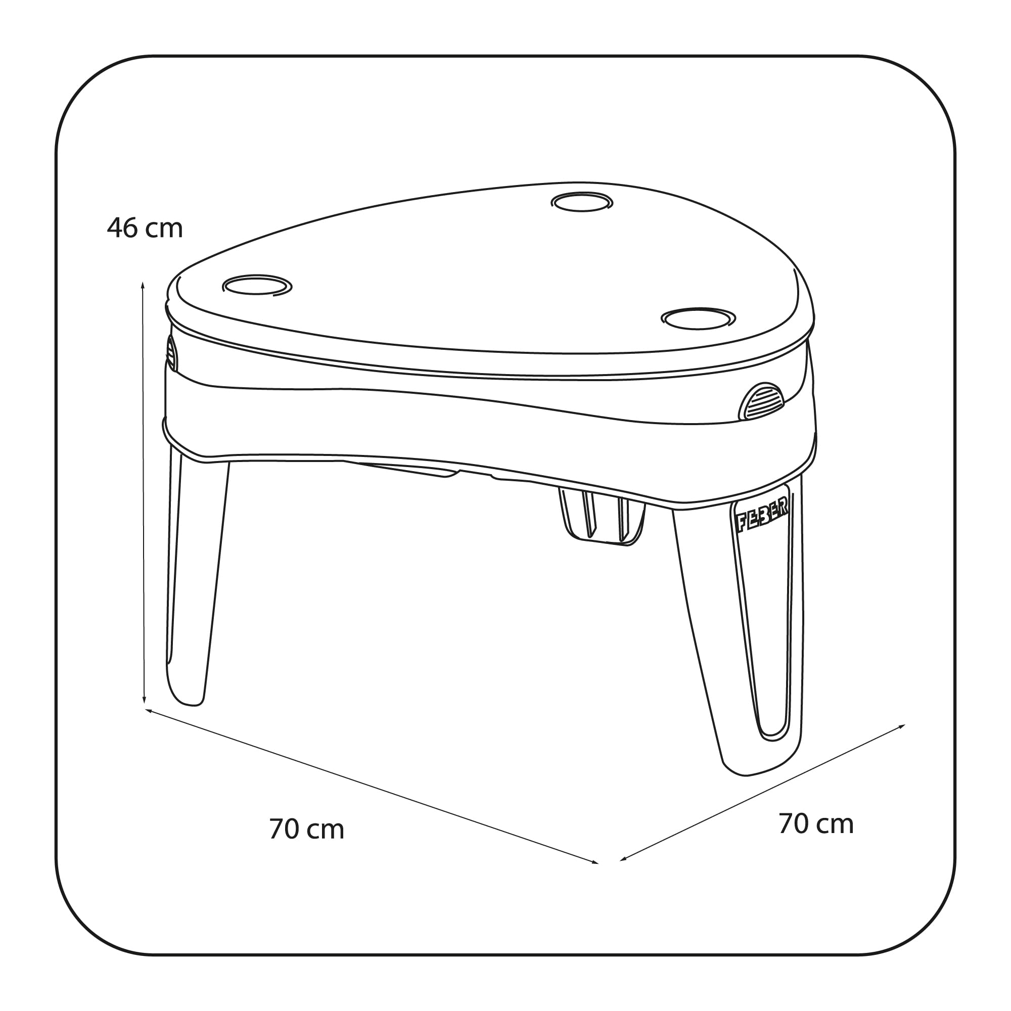 FEBER Casual Play Table 3 en 1 Mesa de Juegos Infantil Exterior con 3 Compartimentos Agua Arena y Dibujos