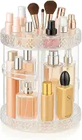 Organizador de Maquiagem Giratório 360°, Acrílico Transparente, 3 Níveis, Suporte para Cosméticos e Pincéis