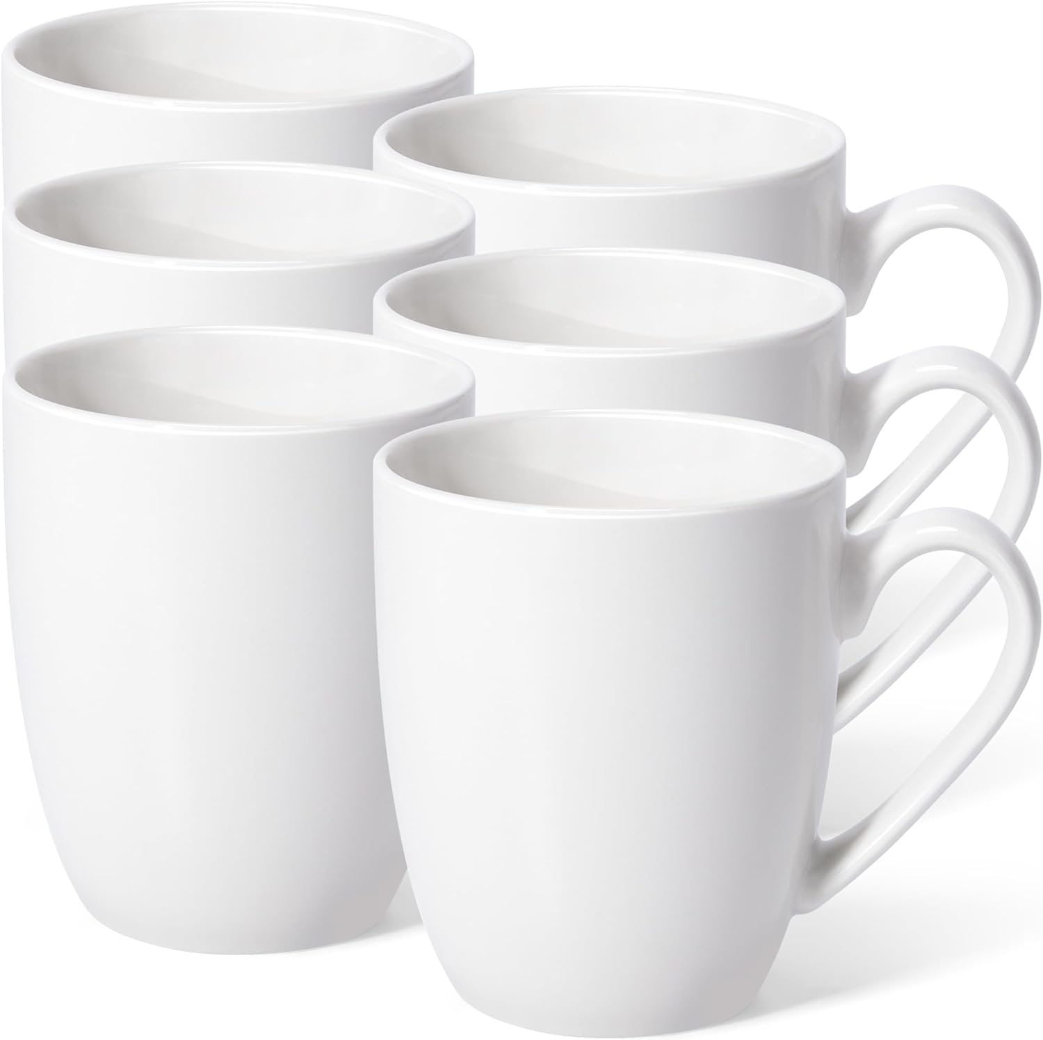 Urbanstrive 16 oz Large Coffee Mugs Set of 6 Ceramic Coffee Mug White Coffee Cups Tea Cups Idea Gift for Women Men House Warming Gifts New Home Office, White 6 Pack (White)