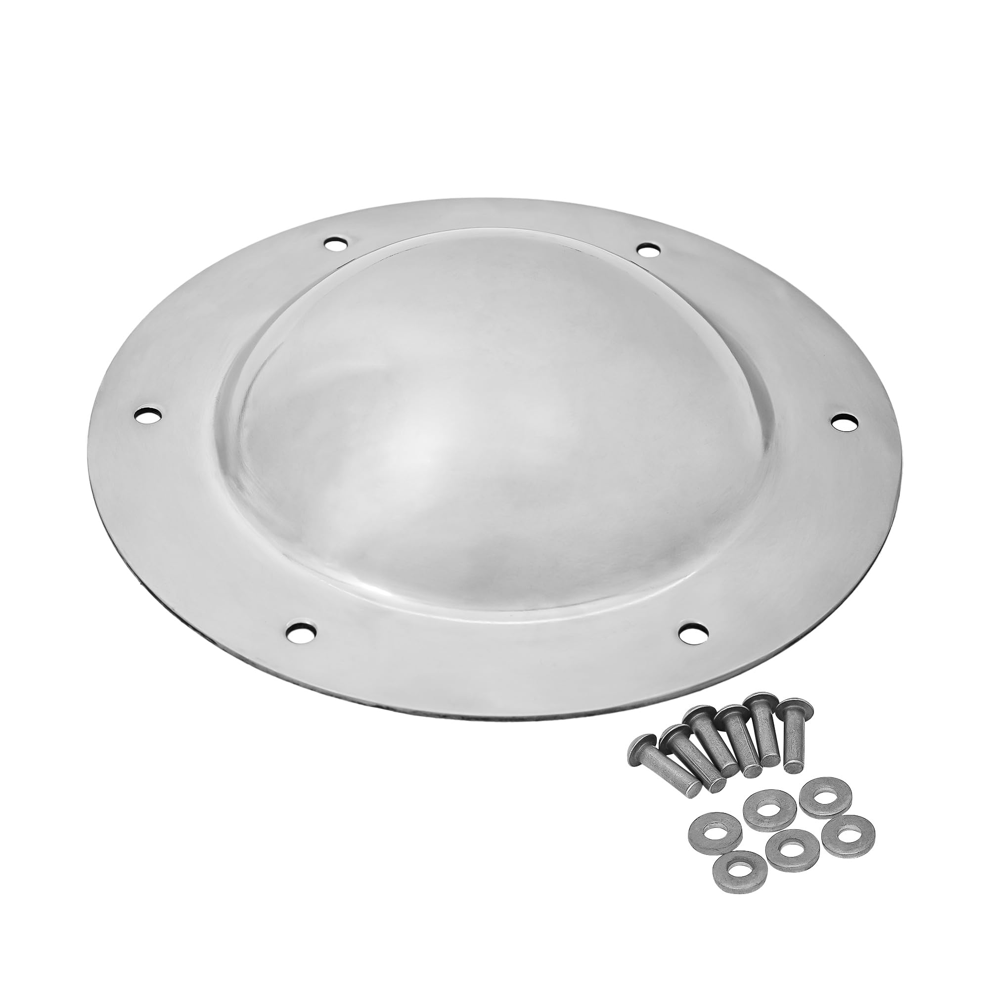 Lord of Battles Medieval Shield Umbo Viking Shield Boss 7.4" Round Boss Fully Functional Historical Battle Ready Shield Umbo - 14 Gauge Silver