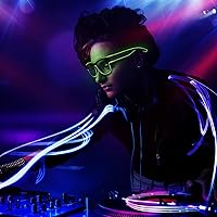 Vista 15 de Ainiv Gafas de luz inalámbrica, 3 modos, LED luminosas, que brillan en la oscuridad, para fiestas, DJ, EDM, Halloween, Navidad Inalámbrico - Rosa
