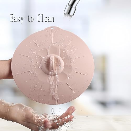 Miniatura 5 de Paquete de 4 tapas de silicona de 7.8 pulgadas para tazas, tazones, platos, sartenes, cubierta para salpicaduras de microondas, recipientes de