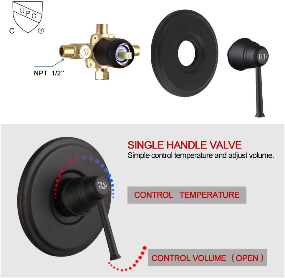 Exсluѕіvе Dіѕсоunt 70% Prісе Matte Black Shower Faucet Set, Bathroom Rain Mixer Shower System with 6-Spray Shower Head and Handle Set Wall Mounted Shower Fixtures Single Function Shower Trim Kit with Rough-in Valve Rеvіеw Dіѕсоunt Matte Black Shower Faucet Set, Bathroom Rain Mixer Shower System with 6-Spray Shower Head and Handle Set Wall Mounted Shower Fixtures Single Function Shower Trim Kit with Rough-in Valve