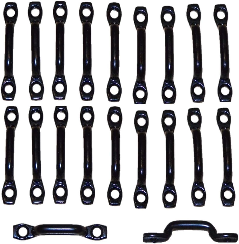 20 Pack Footman Loop 1 Inch Strap Cargo Steel Black Finish USA with P38