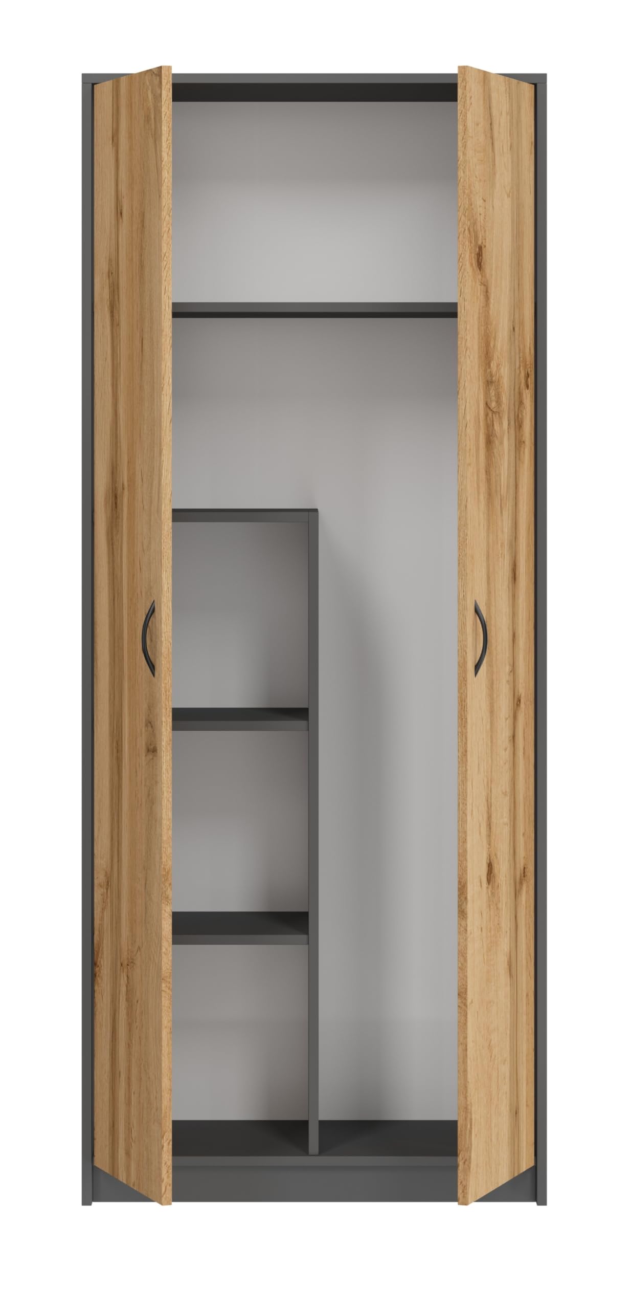 Armoire Multifonction pour la Maison, Armoire Pratique pour aspirateur et balais, 180 x 74 x 35 cm (Graphite/Chêne Wotan)