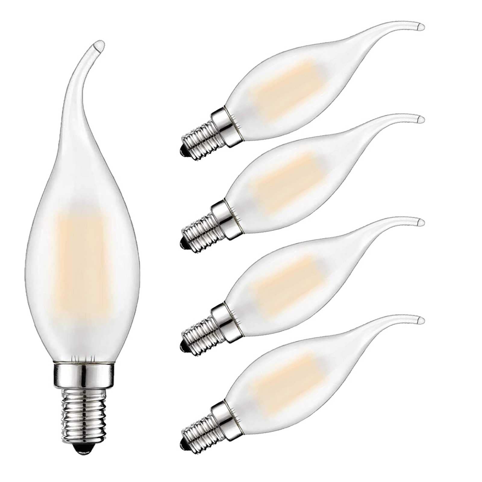 KUNOQXHA C35 LED Candelabra Bulb 4W Dimmable, 40W Equivalent LED Light Bulbs E12 Base LED Filament Chandelier Bulb 2700K Warm White Light 400 Lumens Eye-Protect Frosted Glass Cover 5 Pack