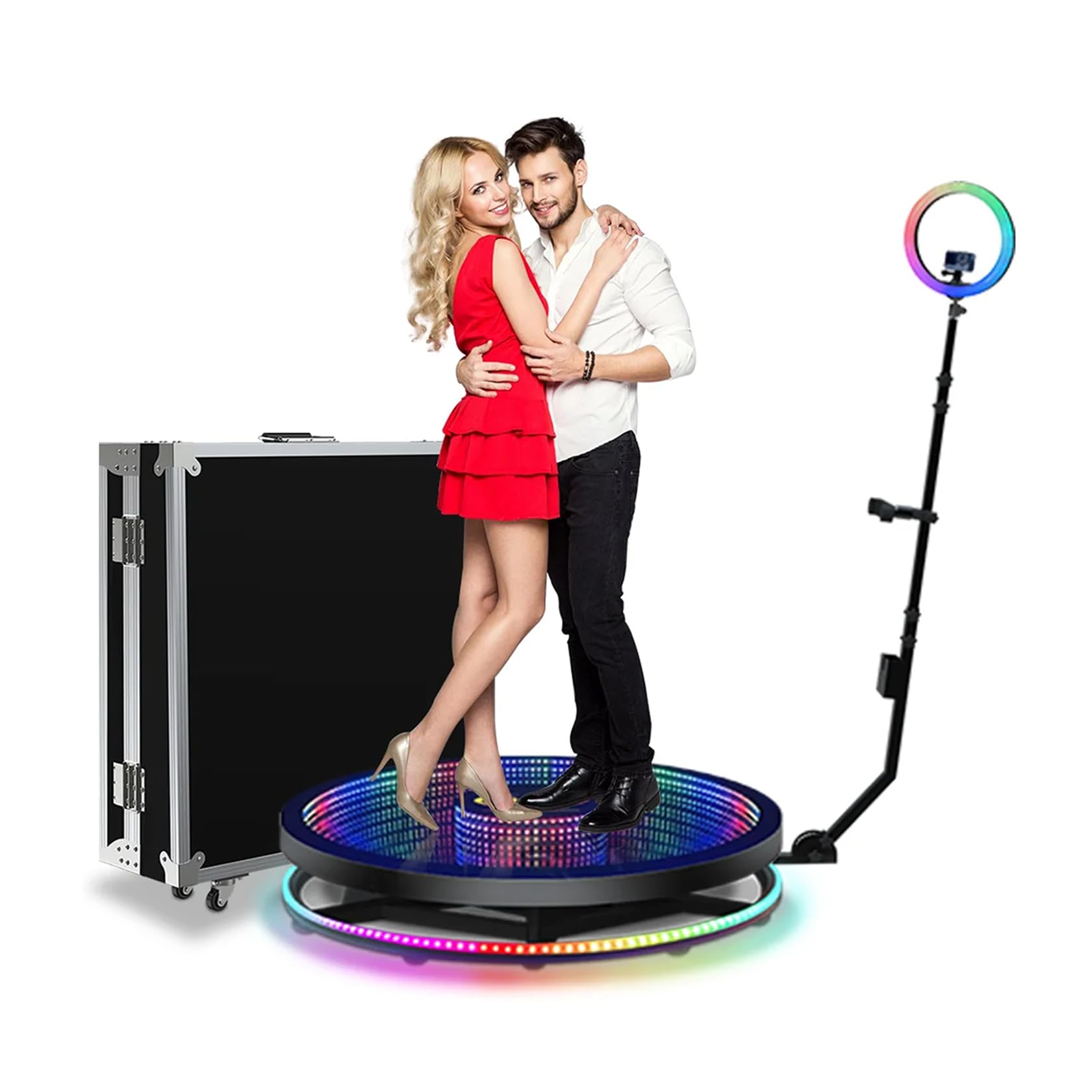 GERAZAHO 360 Photo Booth, Automatic Photobooth Machine Video Photo Booth, 360 photo booth party equipment, Free customized LOGO, Includes Flight Case