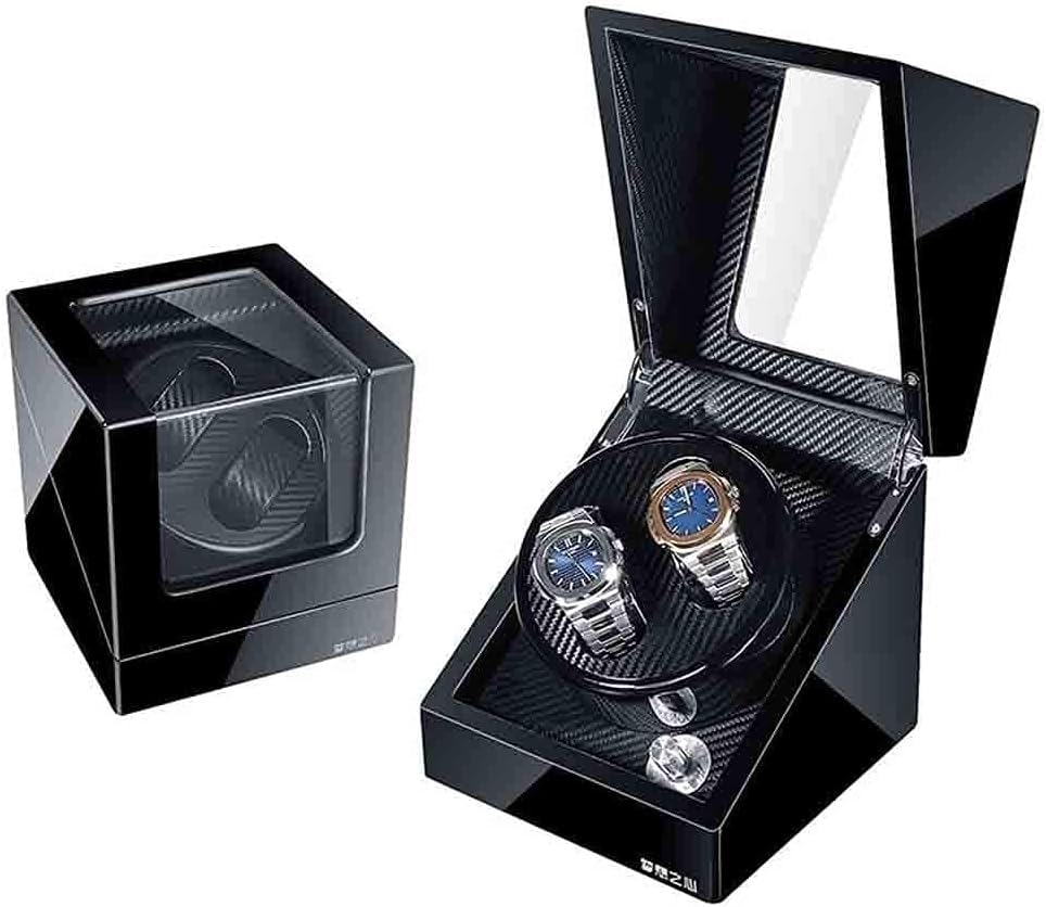 CONGRUI Caja de rebobinador automático de relojes, rebobinadora, doble almacenamiento, pantalla de pintura, extremadamente motor
