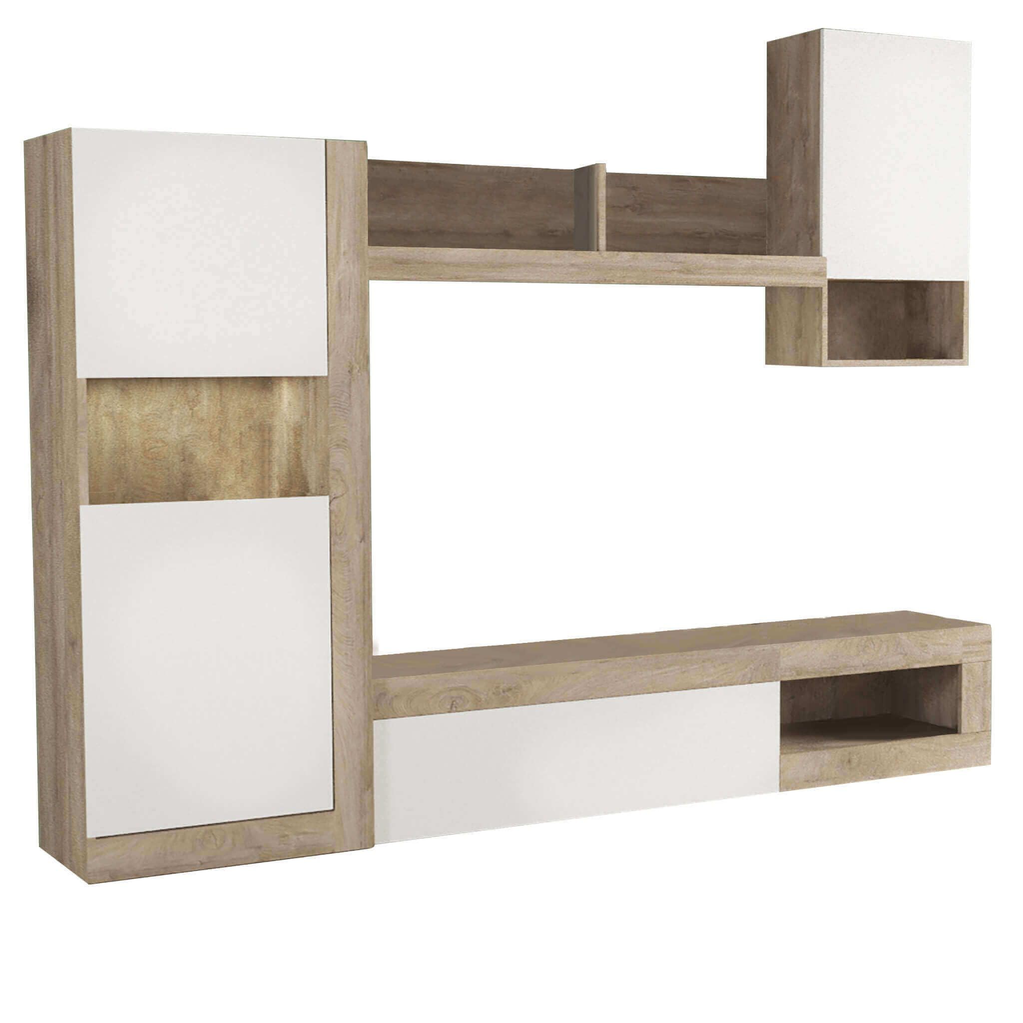 milani home - parete attrezzata porta tv soggiorno moderna di design 255x40x200 h