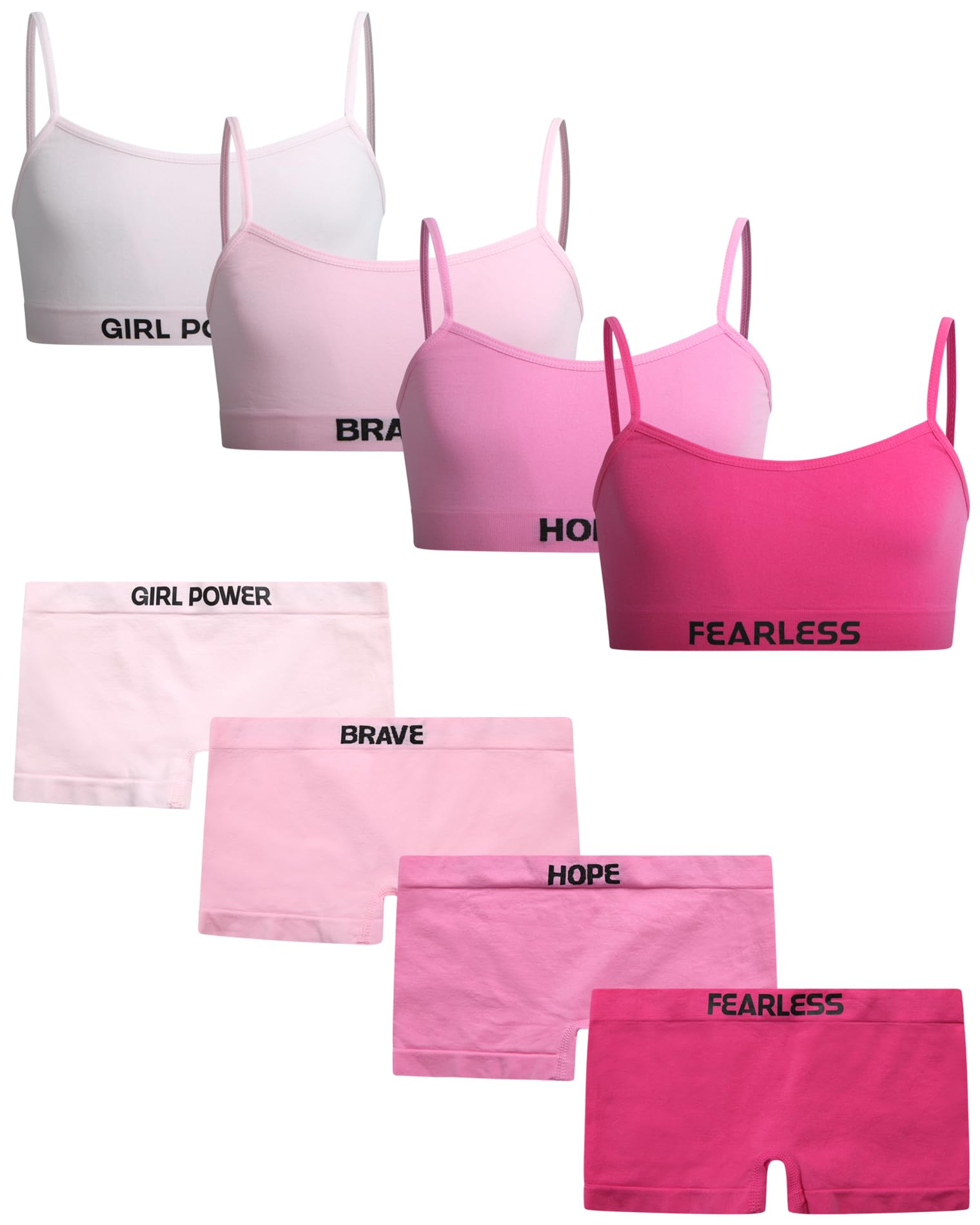 Girls Underwear Set - 8 Piece Soft Seamless Training Girls Bras Hipster Girl Underwear - Teen Bra Panty
