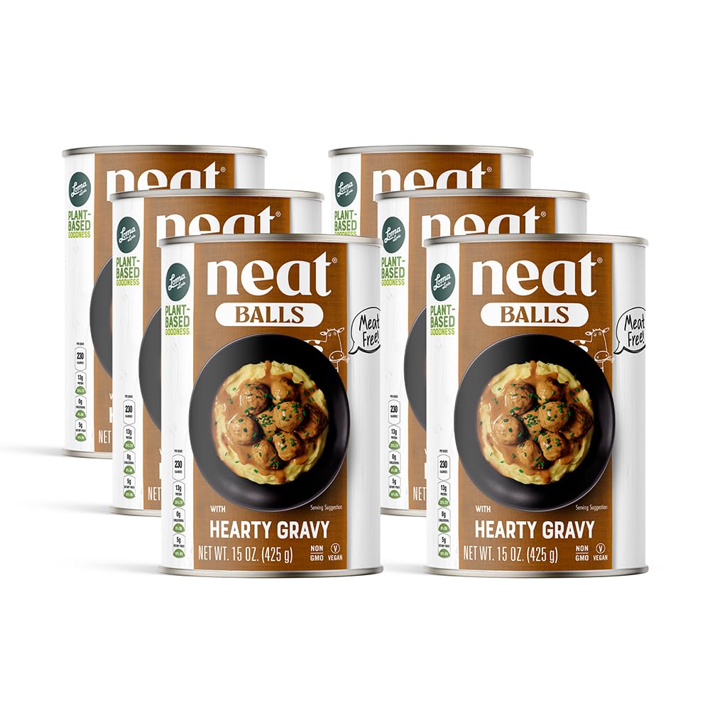 Vegan Meatballs Plant Based Protein - Loma Linda Meatless Italian Style Meatballs in Hearty Gravy, High Protein Meat Alternative, Vegetarian